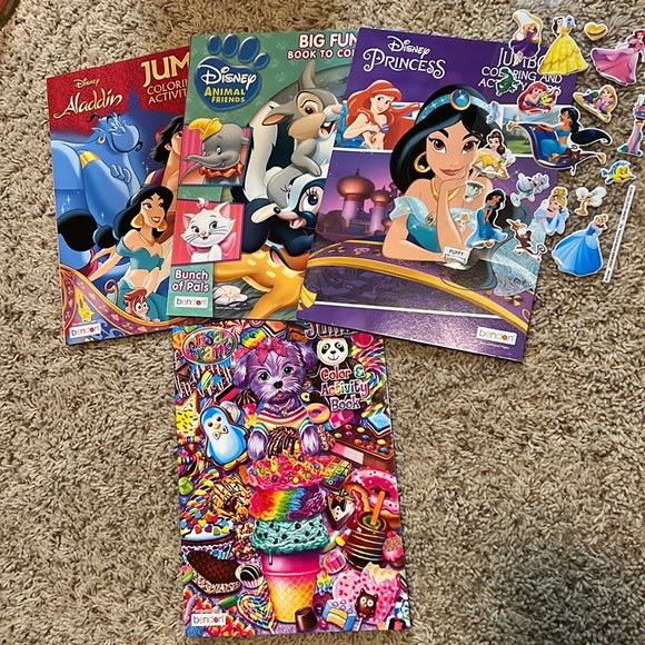 BNWT Disney Princess/Animal/Aladdin & Lisa Frank Activity Coloring Books w/bonus - Picture 2 of 4